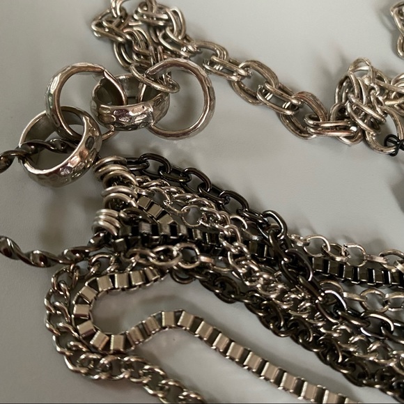 Silver & Gun Metal Gray 8 Strands Necklace - Picture 5 of 7